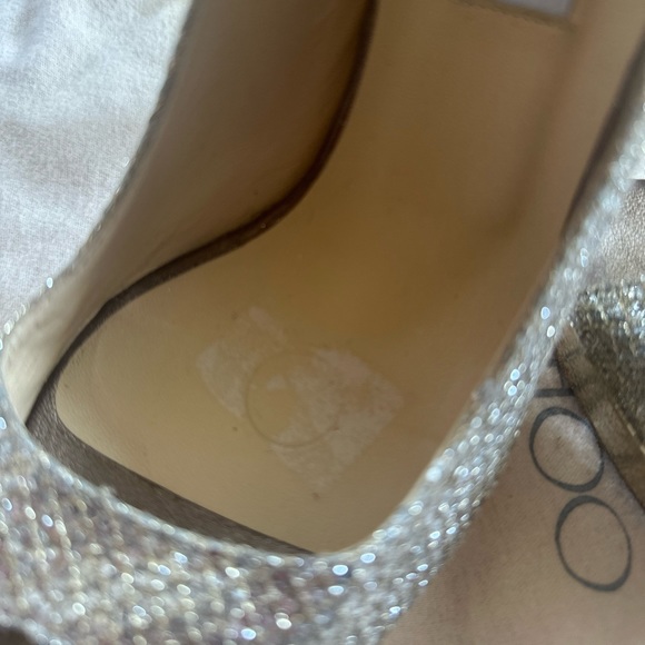 JIMMY CHOO GLITTER PEEP TOE PUMPS SZ 8.5 - Picture 3 of 16